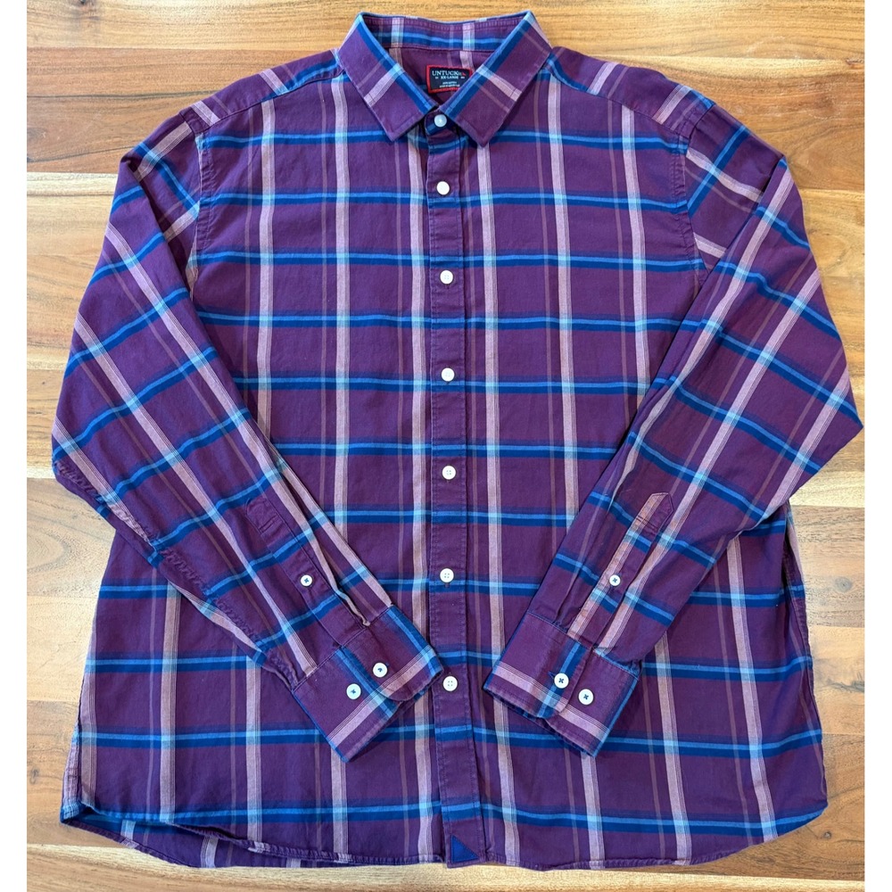 UNTUCKit Paradosso Purple Plaid Cotton Button Down Shirt Mens XXL Regular Fit